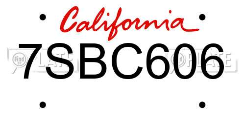7SBC606 California License Plate