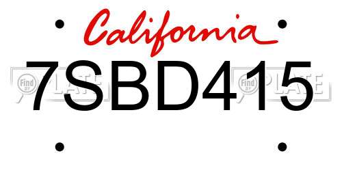 7SBD415 California License Plate