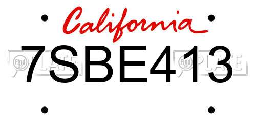 7SBE413 California License Plate