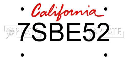 7SBE52 California License Plate