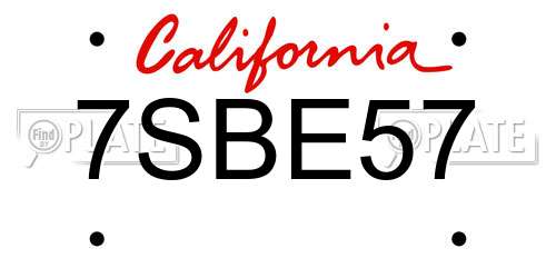 7SBE57 California License Plate