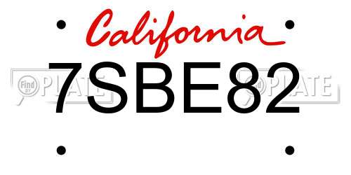 7SBE82 California License Plate