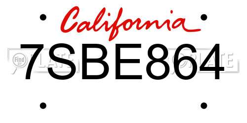 7SBE864 California License Plate