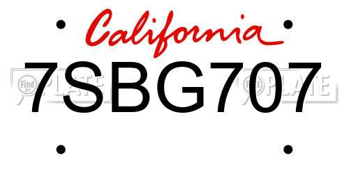7SBG707 California License Plate