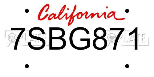 7SBG871 California License Plate