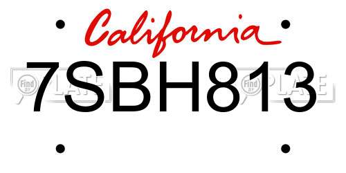 7SBH813 California License Plate