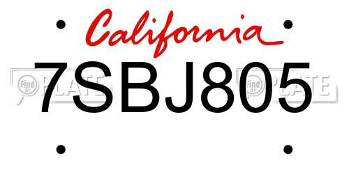 7SBJ805 California License Plate