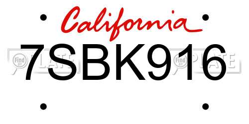 7SBK916 California License Plate