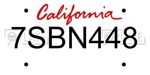 7SBN448 California License Plate