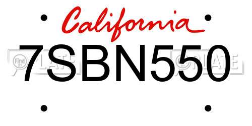 7SBN550 California License Plate