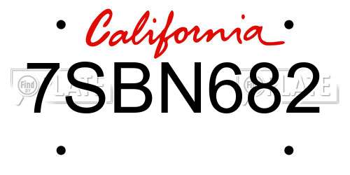 7SBN682 California License Plate