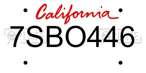 7SBO446 California License Plate