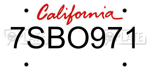 7SBO971 California License Plate