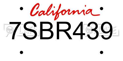 7SBR439 California License Plate