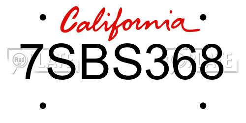 7SBS368 California License Plate