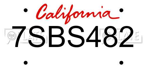 7SBS482 California License Plate