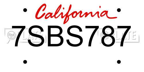 7SBS787 California License Plate