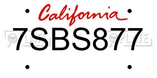 7SBS877 California License Plate