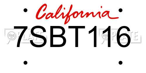 7SBT116 California License Plate