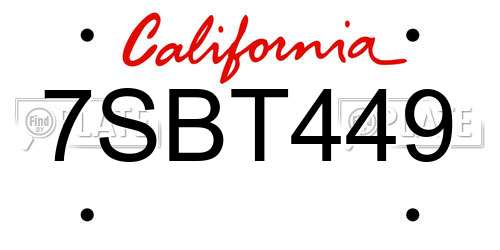 7SBT449 California License Plate