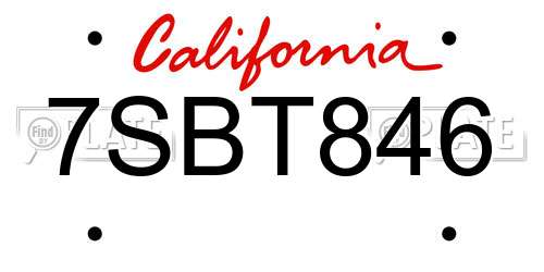 7SBT846 California License Plate