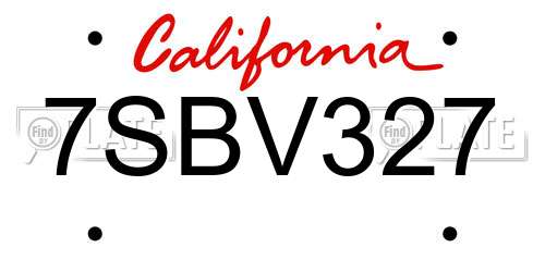 7SBV327 California License Plate