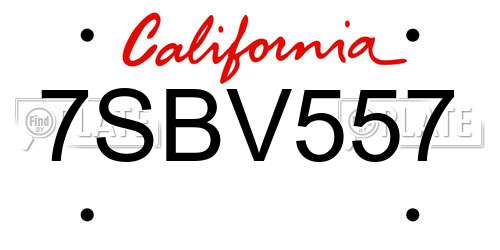7SBV557 California License Plate