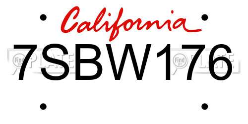 7SBW176 California License Plate