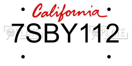 7SBY112 California License Plate