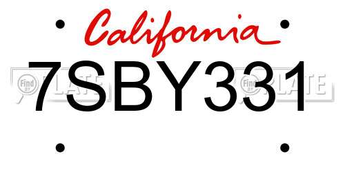 7SBY331 California License Plate