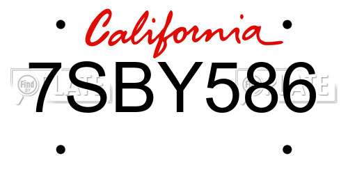 7SBY586 California License Plate