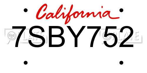 7SBY752 California License Plate