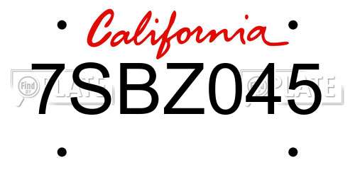 7SBZ045 California License Plate
