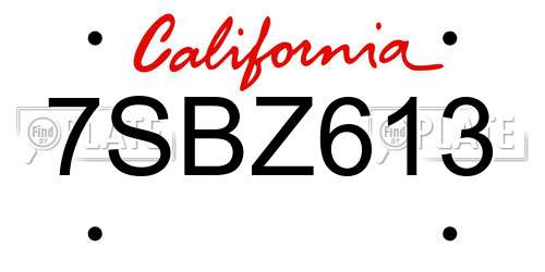 7SBZ613 California License Plate