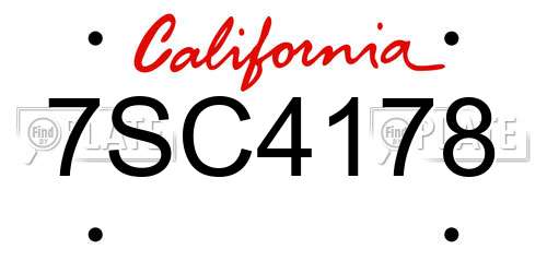 7SC4178 California License Plate