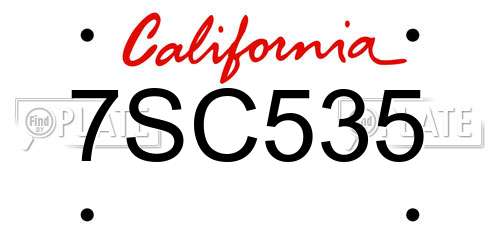 7SC535 California License Plate