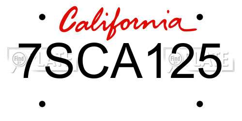 7SCA125 California License Plate