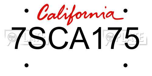 7SCA175 California License Plate