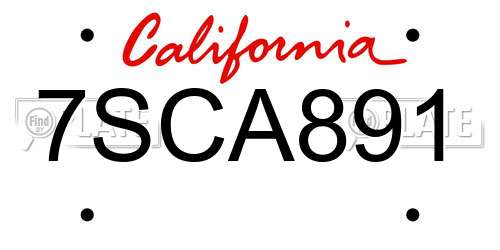 7SCA891 California License Plate