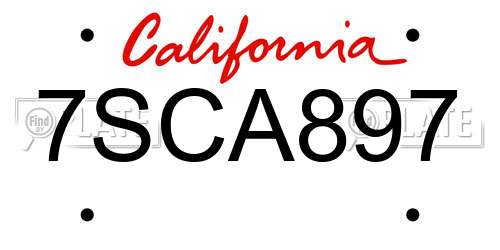 7SCA897 California License Plate
