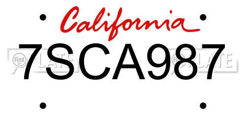 7SCA987 California License Plate
