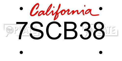 7SCB38 California License Plate