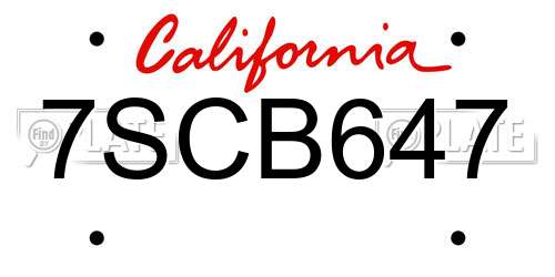 7SCB647 California License Plate