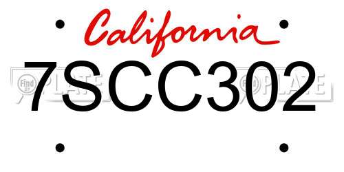 7SCC302 California License Plate