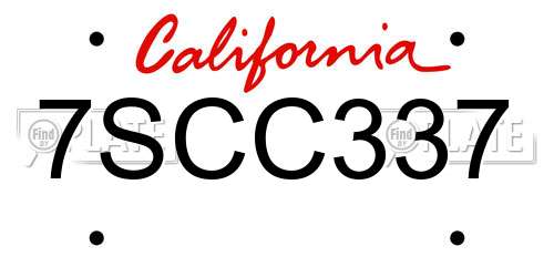 7SCC337 California License Plate