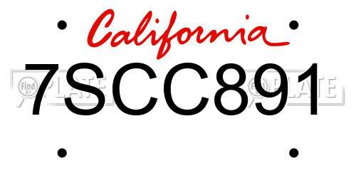 7SCC891 California License Plate