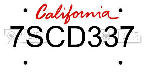 7SCD337 California License Plate