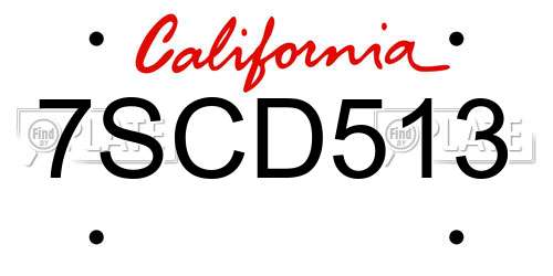 7SCD513 California License Plate