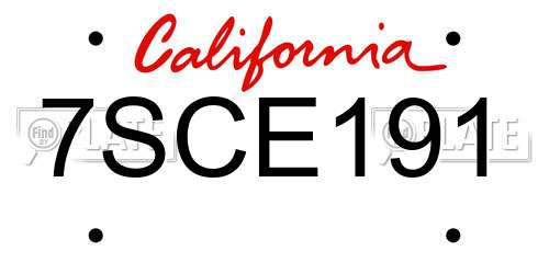 7SCE191 California License Plate