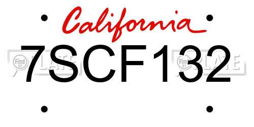7SCF132 California License Plate